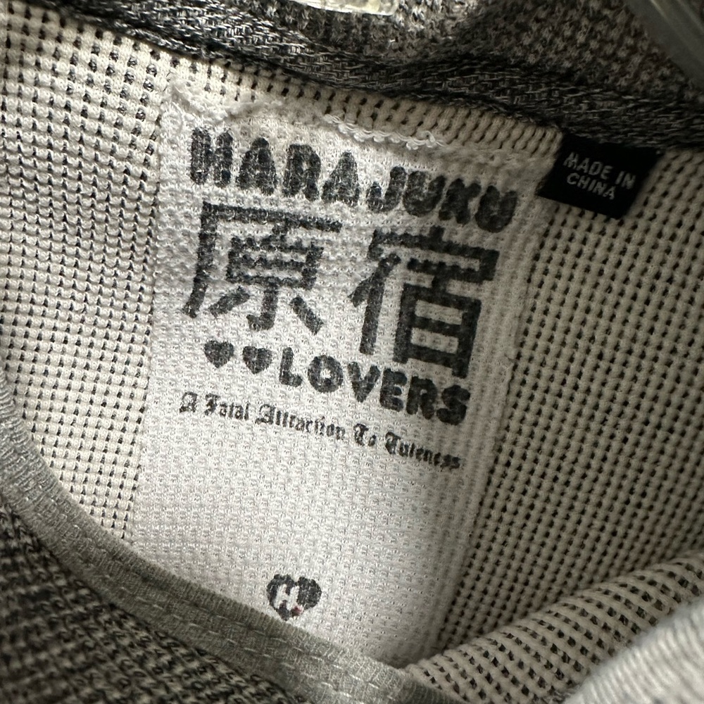 Harajuku Lovers Gray Waffle Hoodie Sz M - Picture 7 of 10